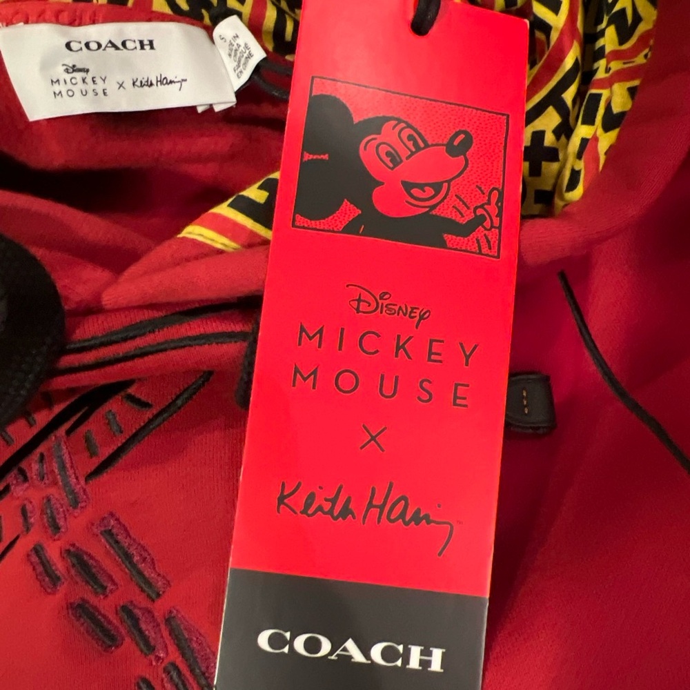 Coach x Mickey Mouse x Keith Haring UFO Disney red hoodie sweatshirt small - Picture 5 of 7